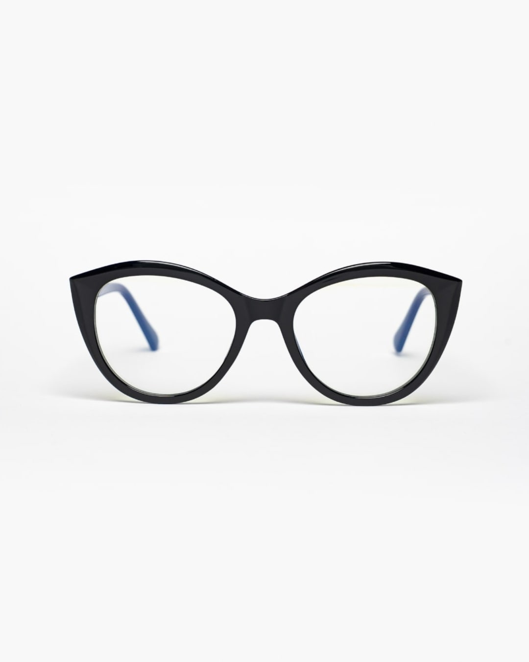cat-eye blue-light glasses with black frames