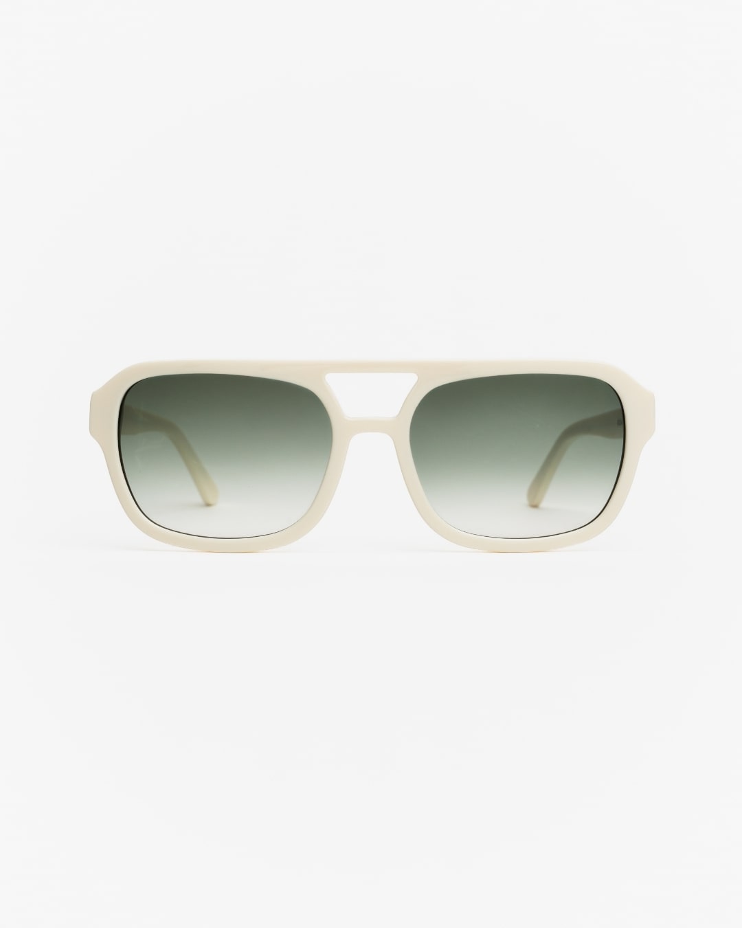 rectangular aviator sunglasses with acetate frames and ombre-green lenses